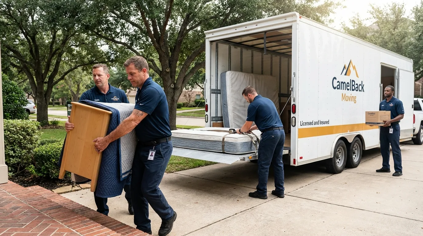 Crew loading residential truck for cross-state move from Ashford, AL