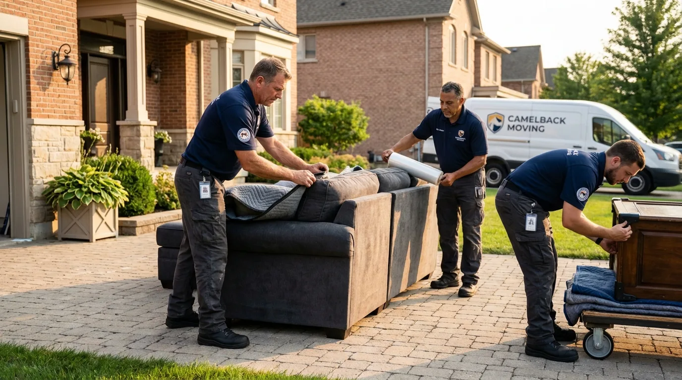 Large estate moving crew wrapping furniture in Ashford, AL